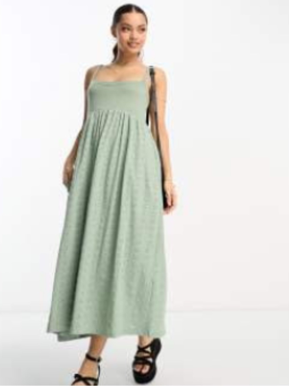 ASOS Petite Light Sage Green Knit Maxi Dress size 12